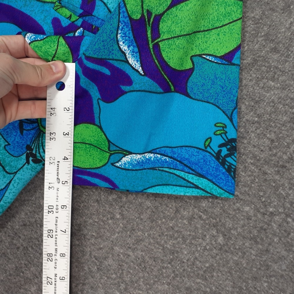 VINTAGE 60'S 70's UI-MAIKAI Hawaiian Button‎ up shirt Mens M blue green Floral - Picture 12 of 14